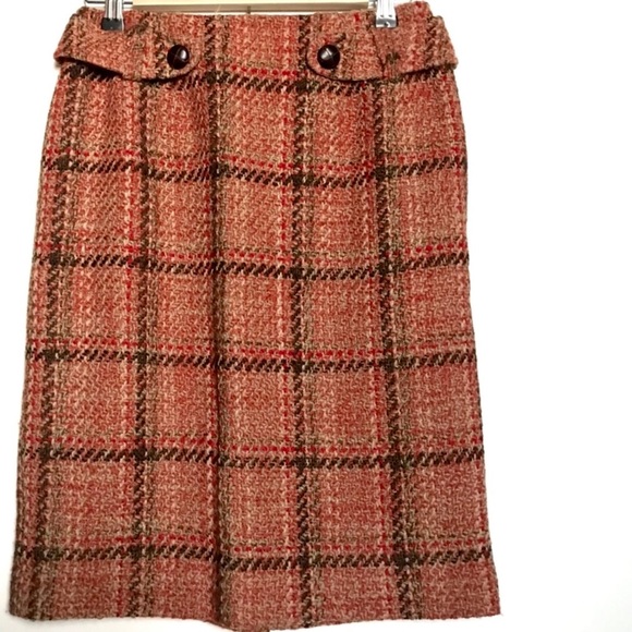 Talbots orange wool tweed lined skirt - Picture 9 of 10